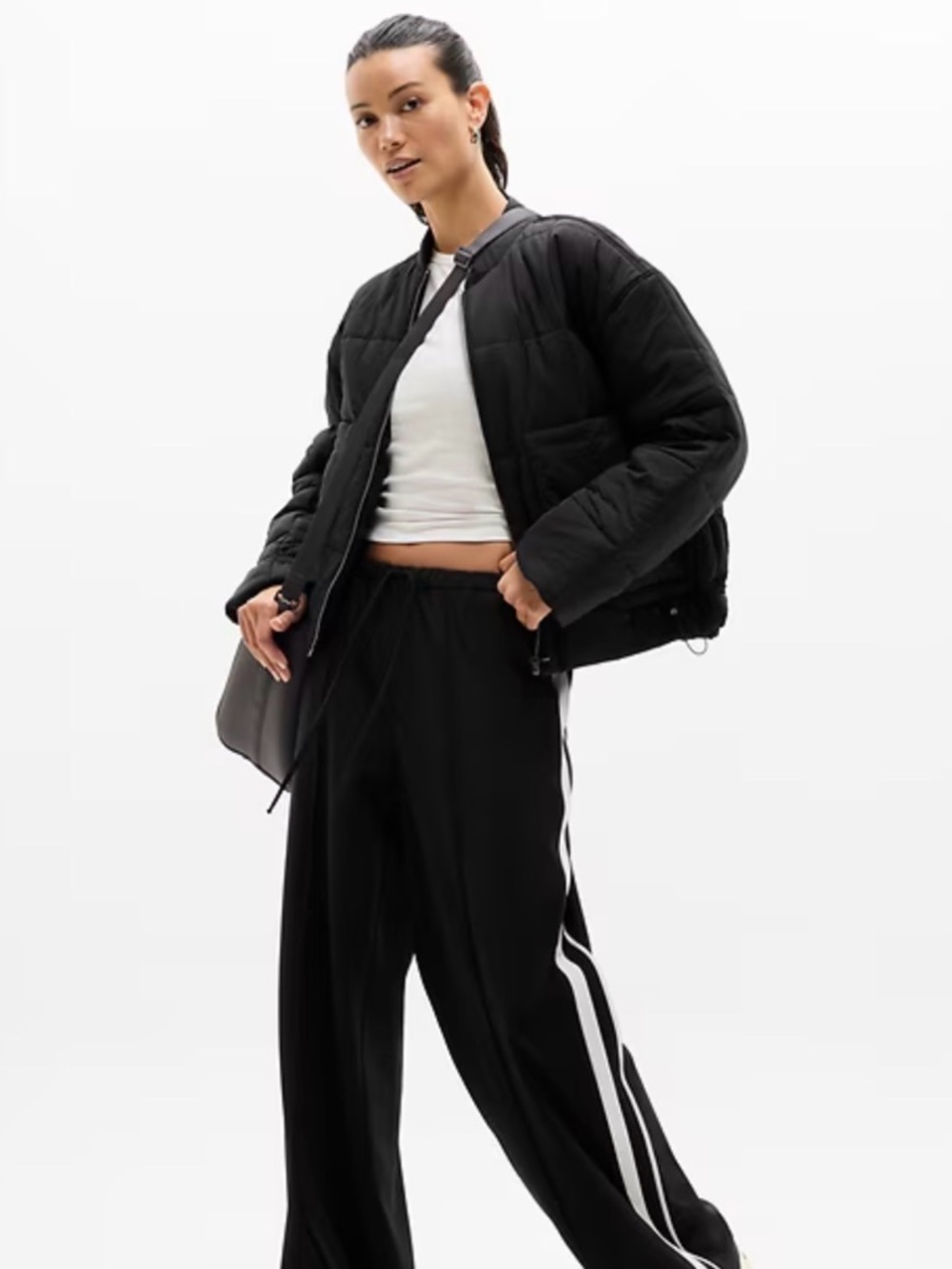 Athleta  Quilted Cropped Puffer Jacket Black NWT Medium $219